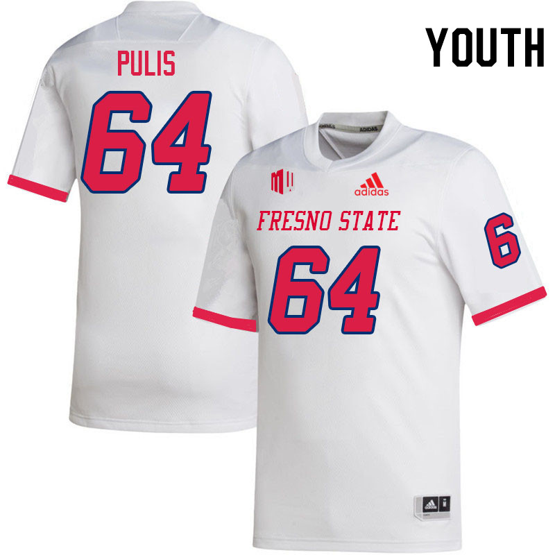 Youth #64 Hayden Pulis Fresno State Bulldogs College Football Jerseys Stitched Sale-White